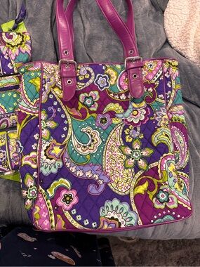 Vera Bradley 4 Purple Teal Paisley Quilted 4 PIECE Set;2 pieces still have tags.